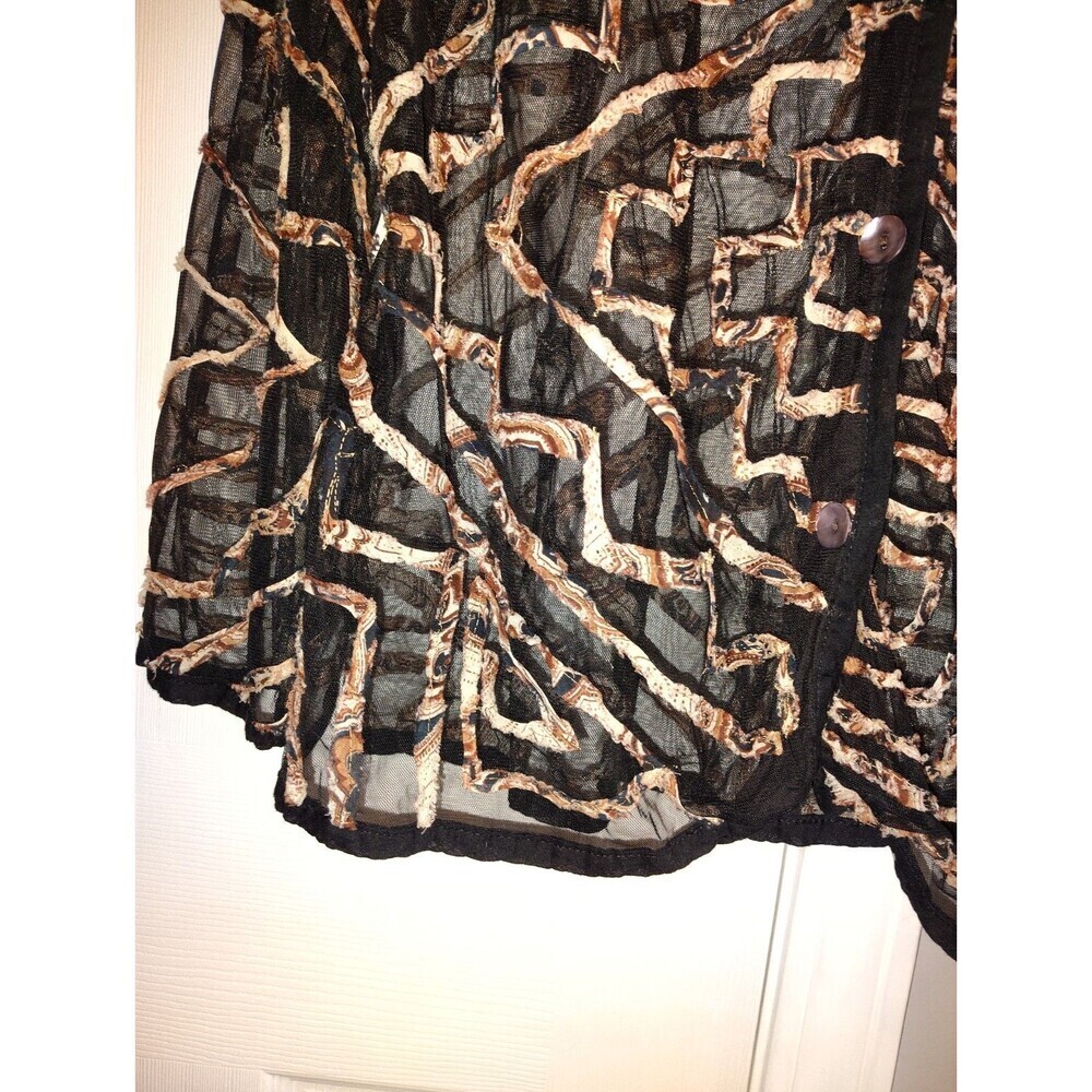 Vintage Tantrums Ribbon Applique Sheer Mesh Blouse 1X Art To Wear Textured Top - Picture 12 of 12